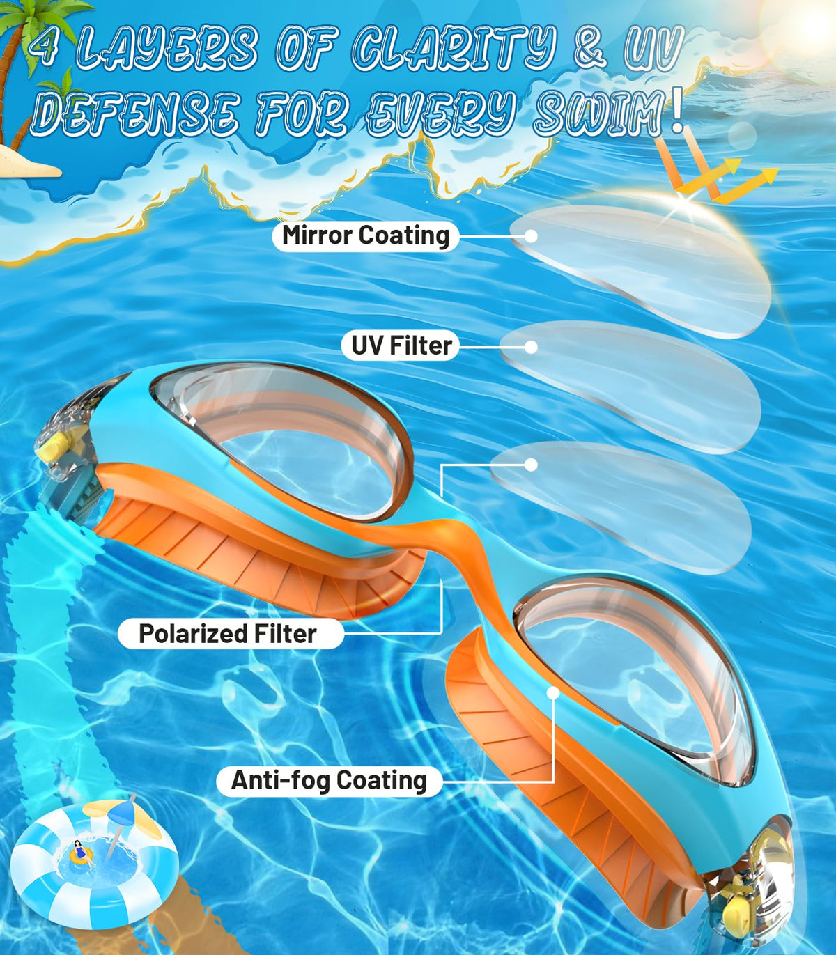 Kids Swimming Goggles for Boys & Girls Aged 6-14, Anti-Fog