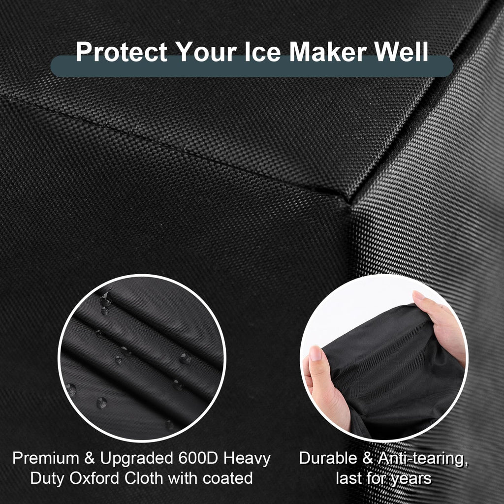 Commercial Ice Maker Cover, Universal Waterproof Shield for Appliances in Home, Garage and Office, Black