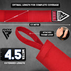 RDX Boxing Hand Wraps 4.5M / 180 Inches – Mexican Style Semi-Elastic MMA Inner Gloves - Wrist Support for Muay Thai, Kickboxing, BJJ, Karate - Thumb Loop & Hook and Loop Closure - Cotton & Nylon Blend