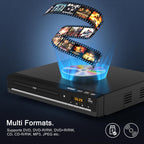 DVD Players for TV with HDMI,Plays All Regions and Formats,CD Players for Home,Support 1080P Video/CD/DVD/VCD/JPEG/USB, Remote, HDMI and RCA Cables Included (2026 New Model)