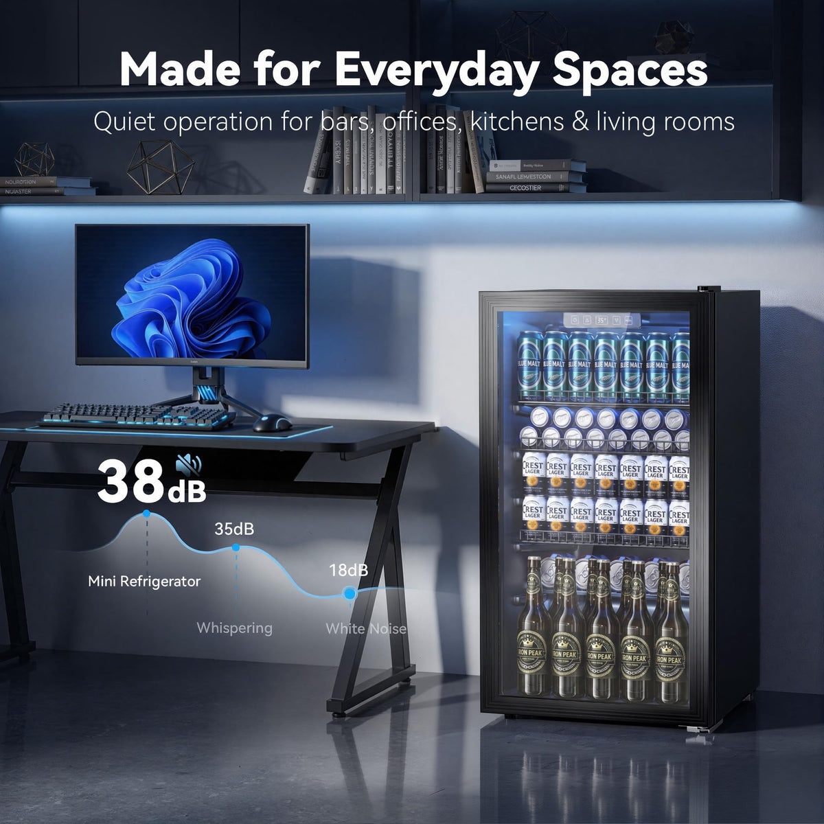 130 Can Beverage Refrigerator, 3.2 Cu.ft Fridge, Glass Door