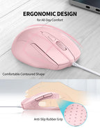 TECKNET USB Wired Mouse,6400 DPI Optical,6-Button Ergonomic Computer Mouse
