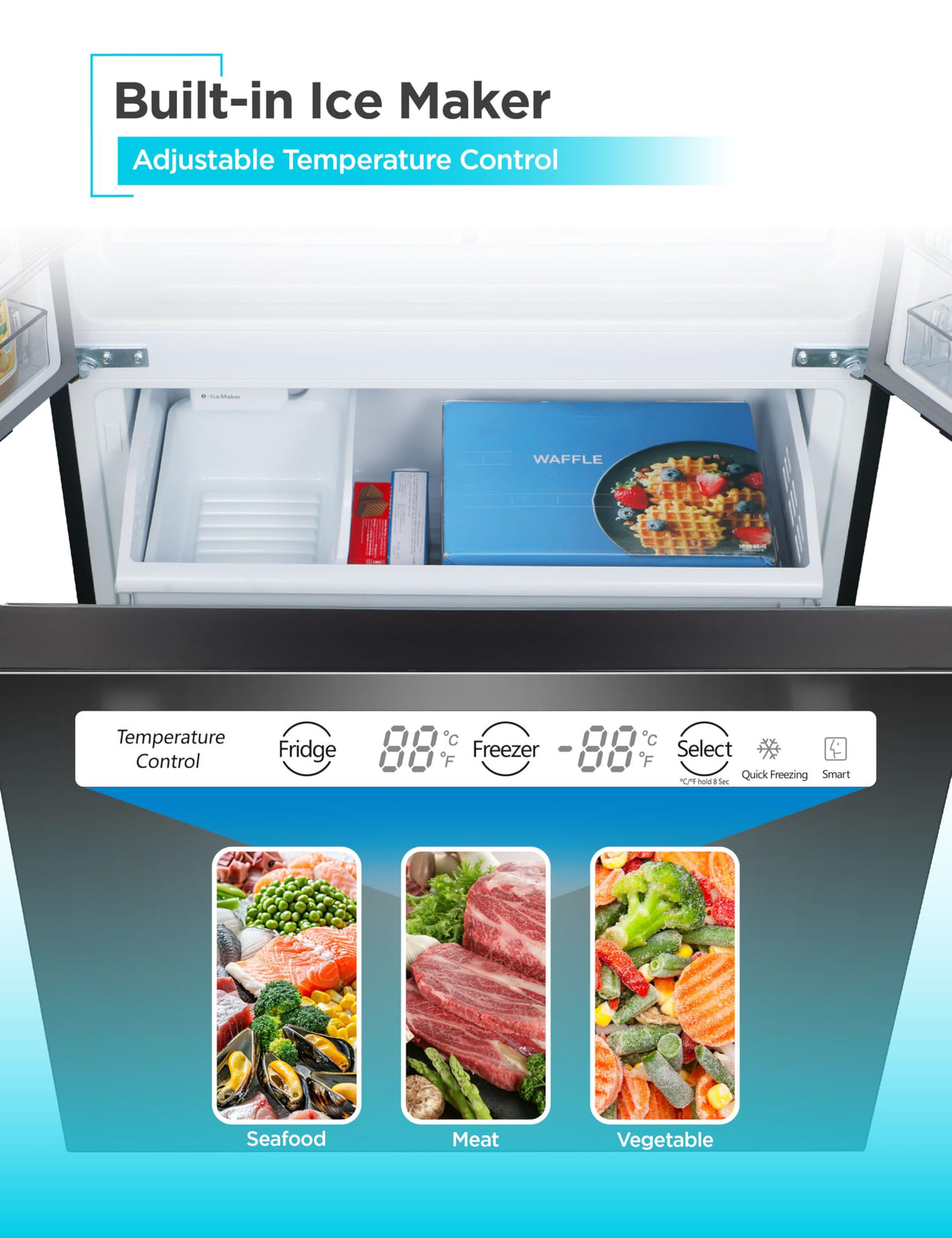 BLACK+DECKER 14 Cu. Ft. Convertible Freezer Refrigerator, Upright Freezer with Glass Shelves, ENERGY STAR rated, Frost Free, BUC1400XB, Black
