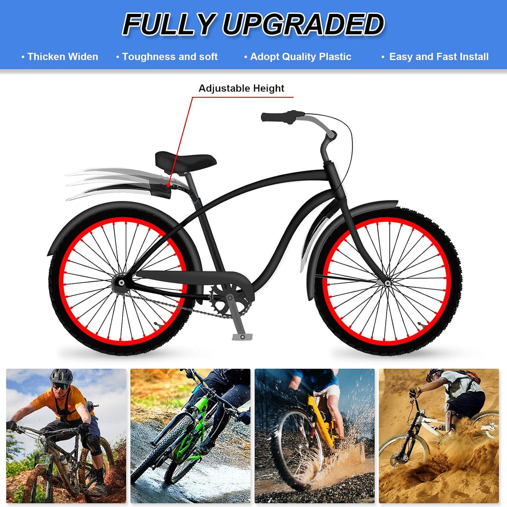 Bike Mudguard Set, Portable Adjustable Road Mountain Bike Bicycle Cycling Tires Front and Rear Mud Guard Fenders for MTB Mountain Road Bike