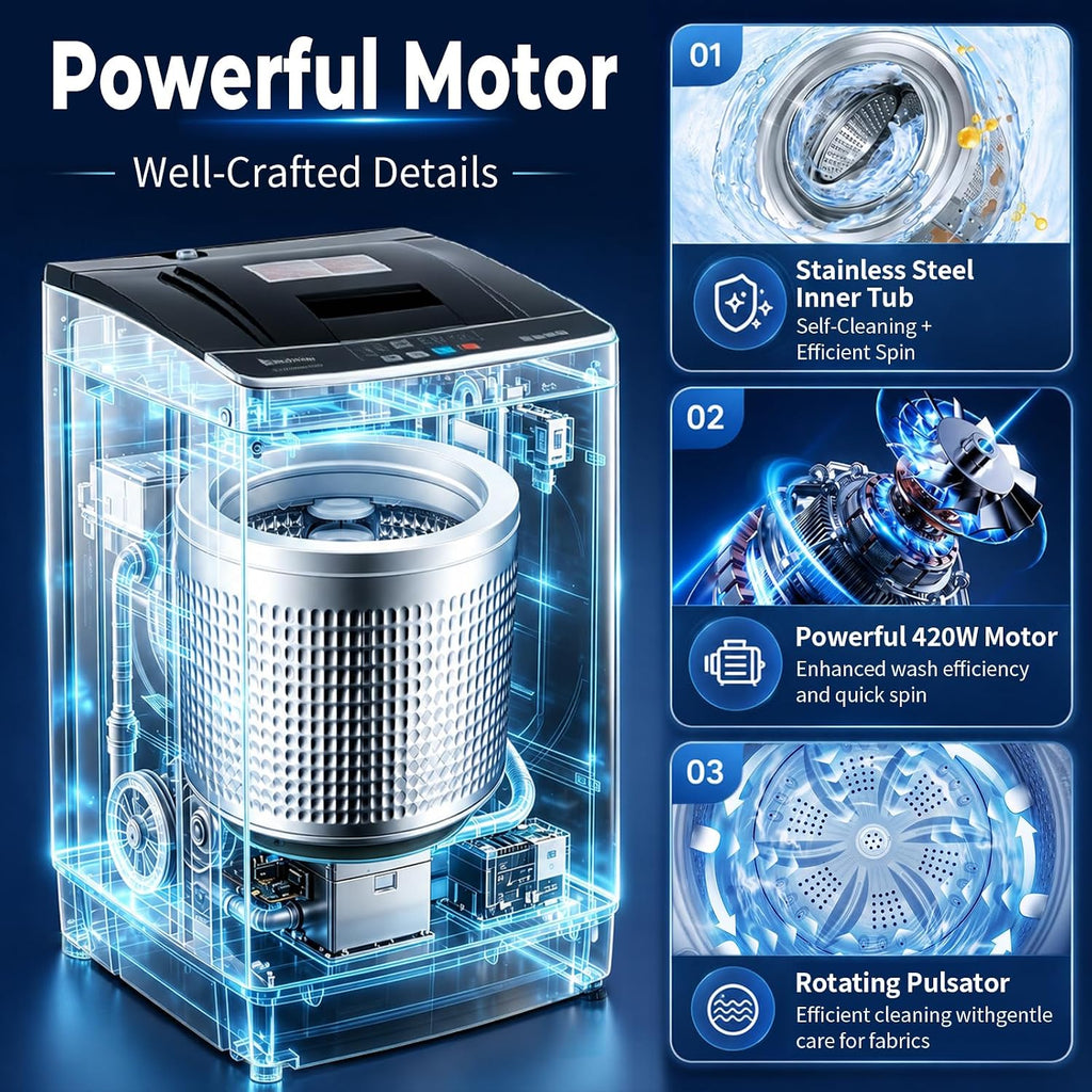 Winado 15.6LBS Full Automatic Portable Washing Machine with Drain Pump
