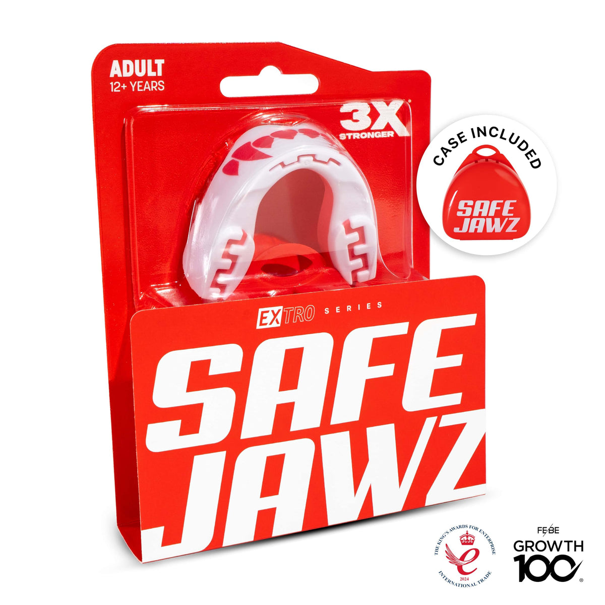 SAFEJAWZ Mouth Guard, Adult & Junior Dual Layer Gum Shield with Case