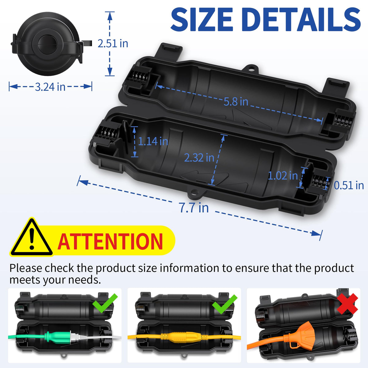 Outdoor Extension Cord Safety Cover, Black