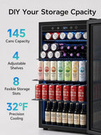 Icyglee 126 Can Mini Fridge, 3.2 Cu.Ft Beverage Refrigerator, Drink Cooler