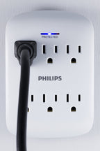 Philips 6-Outlet Extender Surge Protector, Wall Tap, 900 Joules, 3-Prong