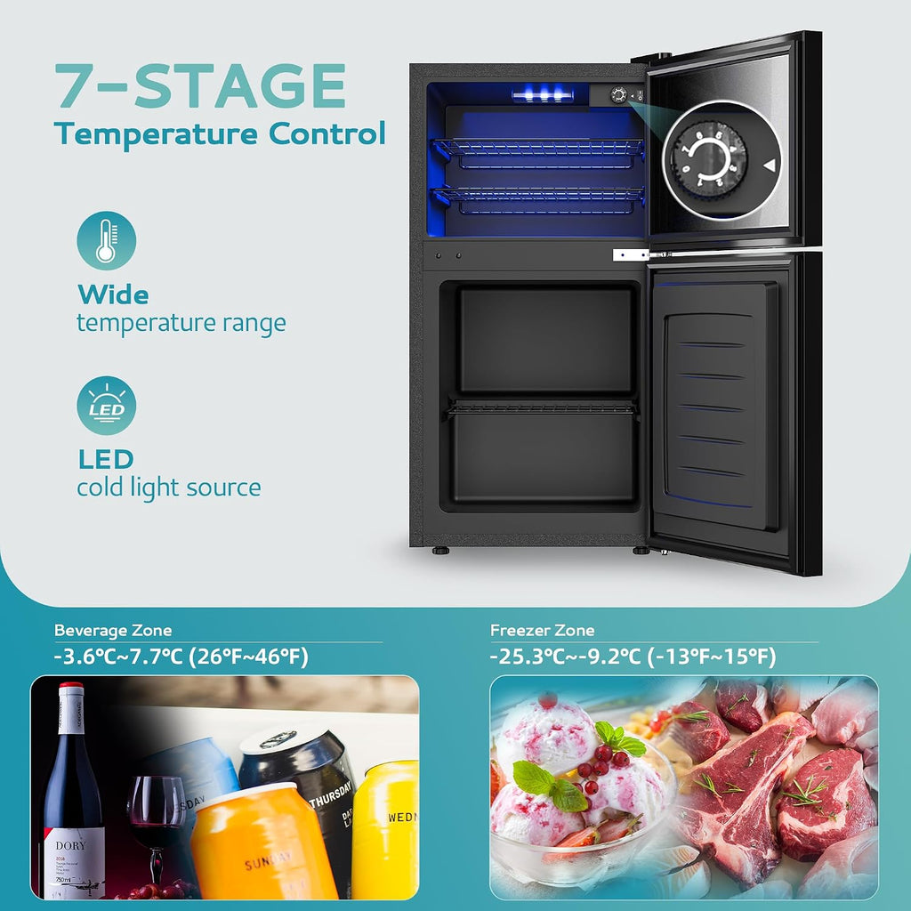 EUHOMY 24 Can Mini Fridge, 18L Beverage Refrigerator with Quiet Compressor