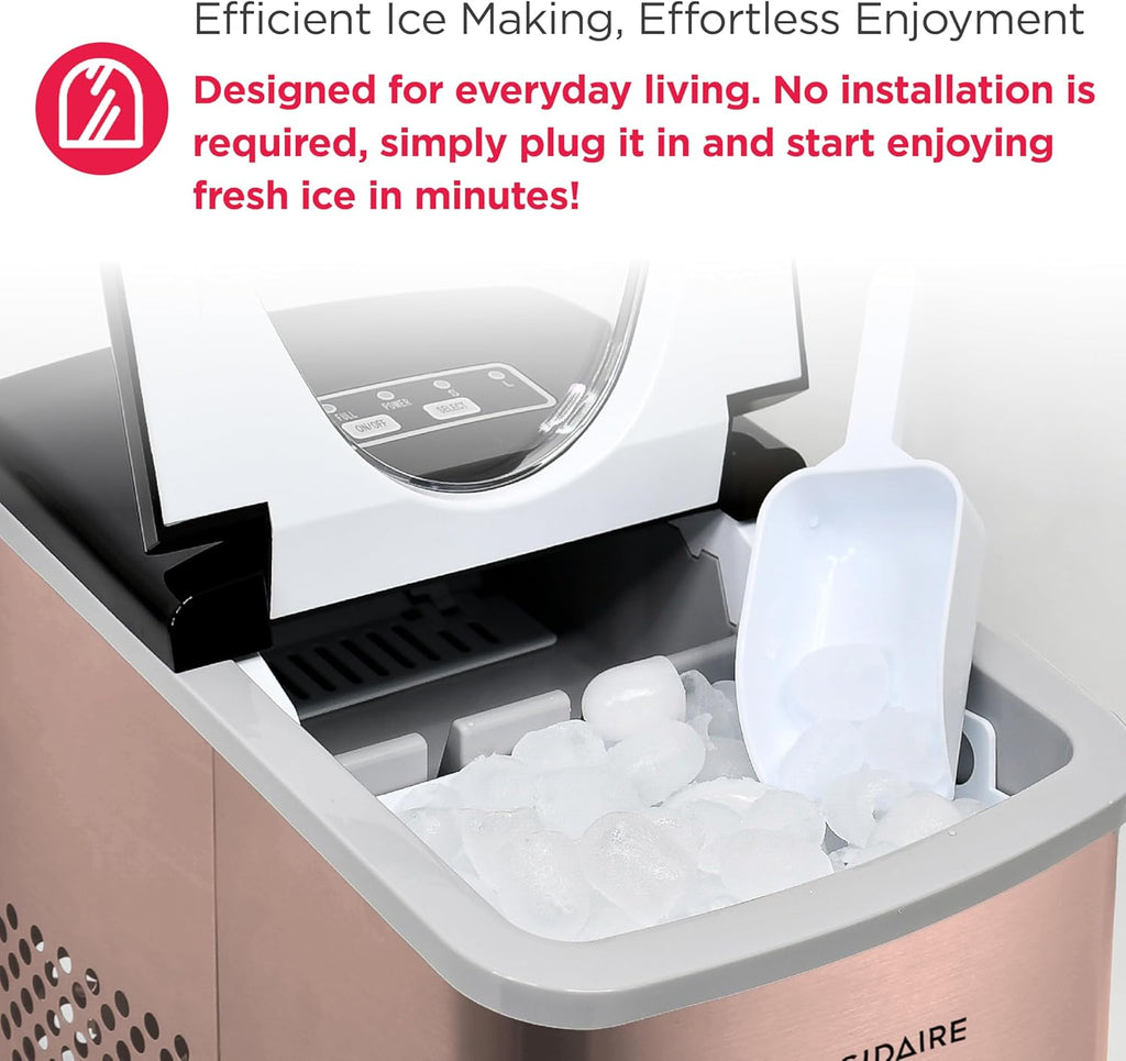 Frigidaire EFIC117-SSCOPPER-COM Stainless Steel Ice Maker, 26lb per Day, Copper Stainless