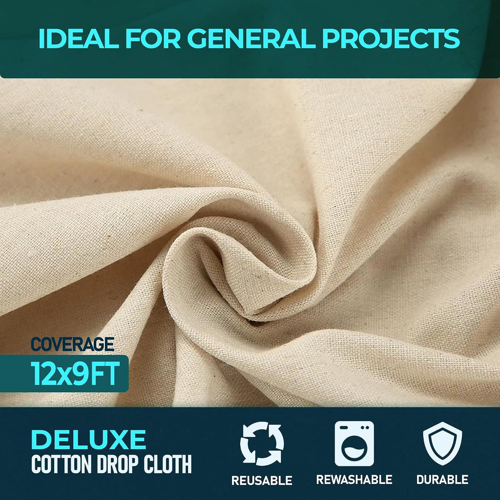 CS Cotton Dust Sheets for Decorating, Furniture, Floors, 12x9 Ft (3.6x2.7m)