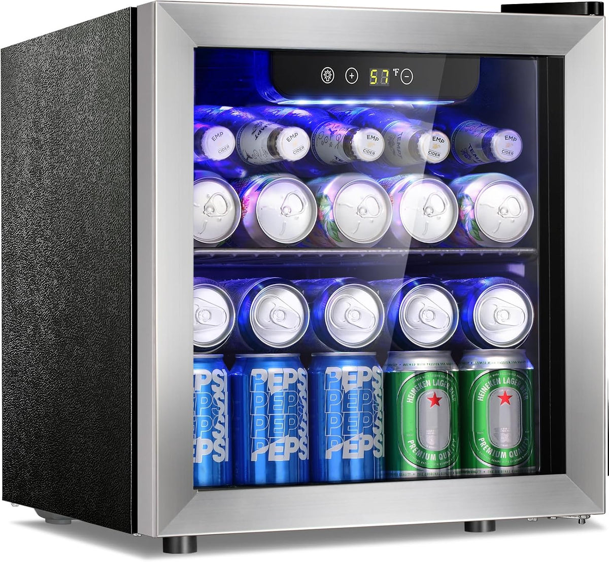 Antarctic Star Beverage Refrigerator Cooler 68 Can, Mini Fridge with Glass Door for Beer Drinks Wine,Freestanding Small Fridge with Electronic Temperature Control for Home and Bar,1.7 cu.ft