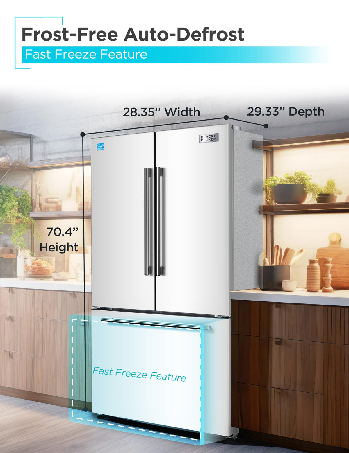 BLACK+DECKER 14 Cu. Ft. Convertible Freezer Refrigerator, Upright Freezer with Glass Shelves, ENERGY STAR rated, Frost Free, BUC1400XB, Black