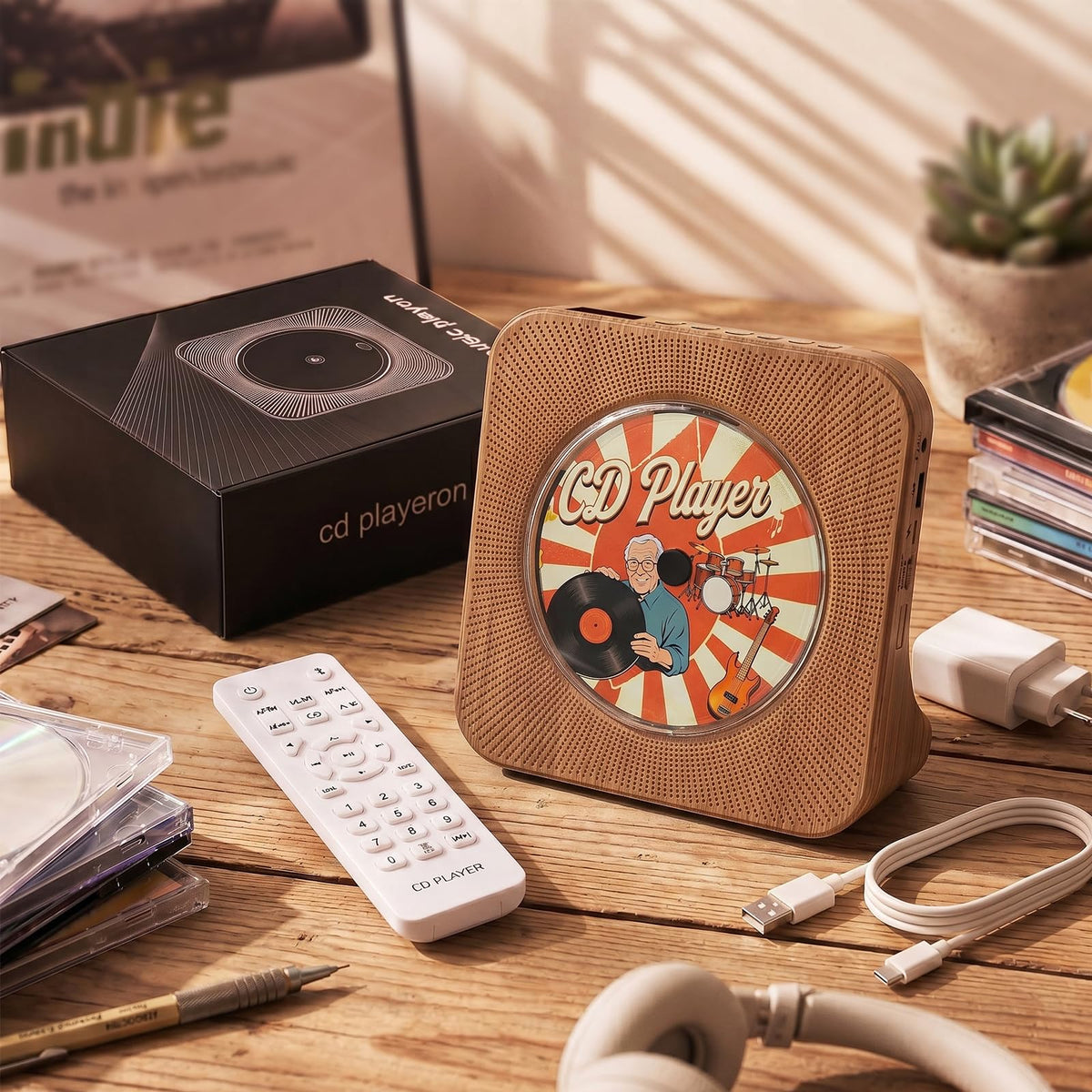Gueray CD Player Portable Bluetooth Desktop CD Players for Home