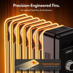 VonHaus Oil Filled Radiator 11 Fins – 2500W, 3 Heat Settings, 24 Hour Timer