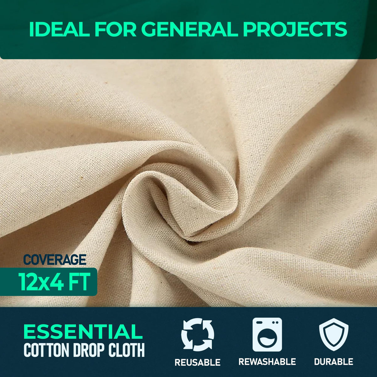 CS Cotton Dust Sheets for Decorating, Furniture, Floors, 12x9 Ft (3.6x2.7m)