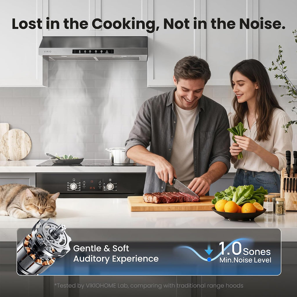 VIKIO HOME 30 Inch Under Cabinet Range Hood 900 CFM Dual Motor Power