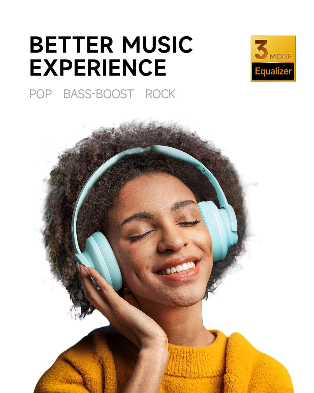 Picun B8 Wireless Bluetooth Headphones, 120H Playtime, 3EQ Modes, Black