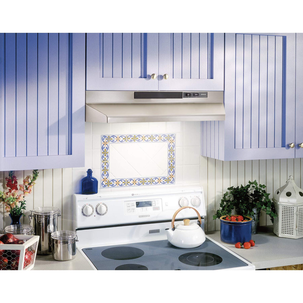 Broan-NuTone F403011 Insert with Light, Exhaust Fan for Under Cabinet Two-Speed Four-Way Convertible Range Hood, 30-Inch, White on White