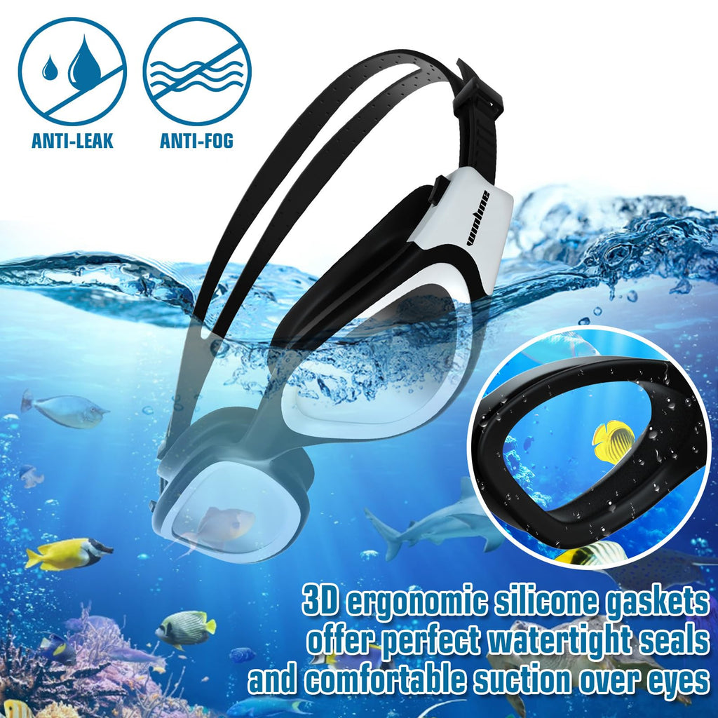 Winline Adult Swimming Goggles,Open Water Goggles Swimming Anti Fog UV Protection No Leakage Clear Vision Easy to Adjust for Adults Men Women Teenagers