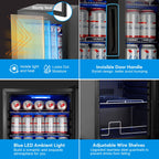 24" Dual Zone Wine and Beverage Refrigerator, Under Counter with Glass Door
