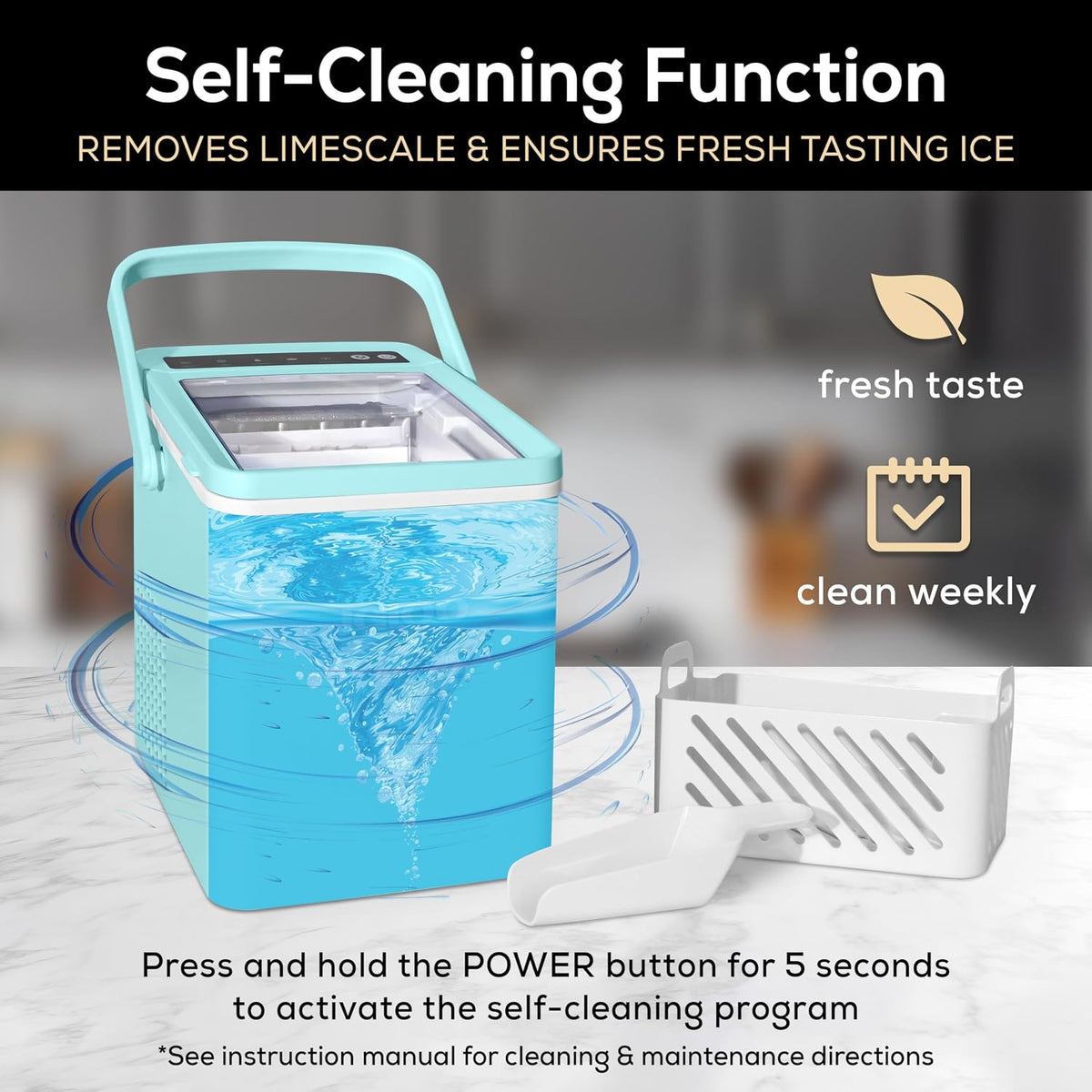 Igloo Ice Maker Countertop, Portable Ice Maker with Handle, 26lbs, Black
