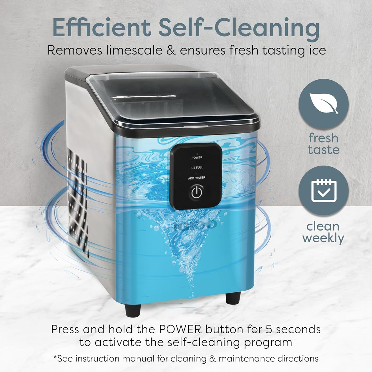 Igloo Ice Maker Countertop, Portable Ice Maker with Handle, 26lbs, Black