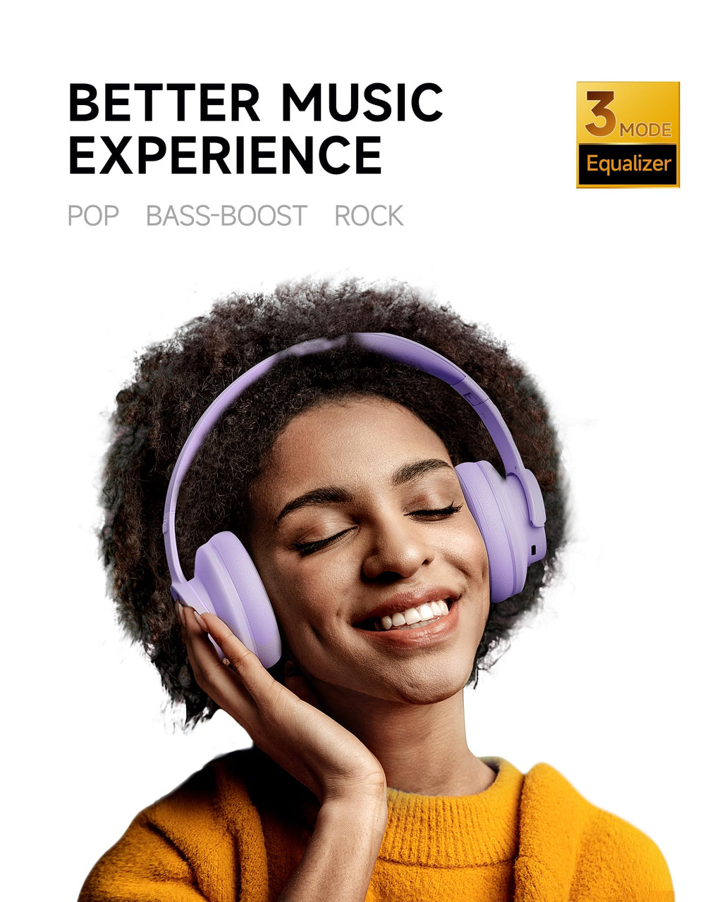 Picun B8 Wireless Bluetooth Headphones, 120H Playtime, 3EQ Modes, Black