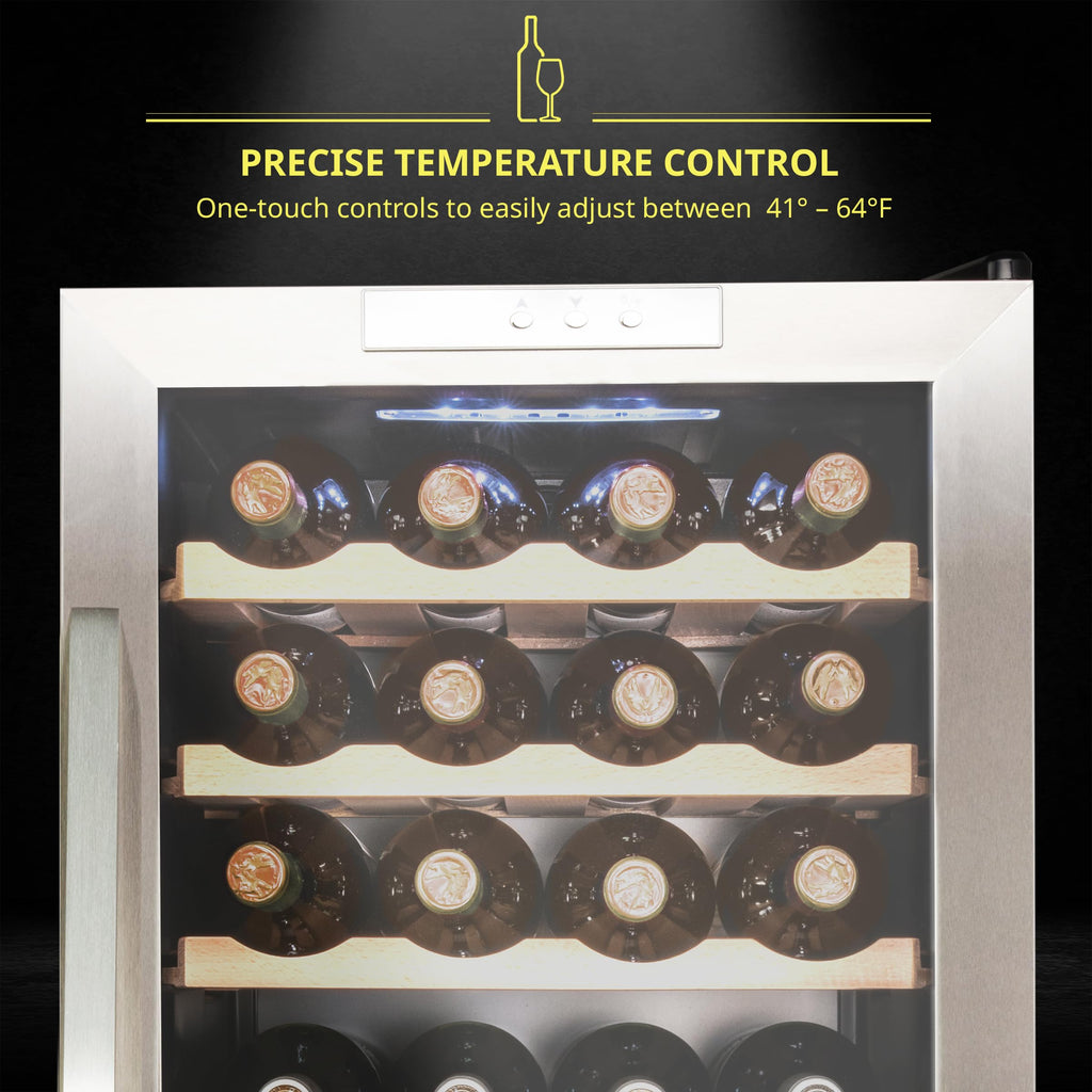 SCHMÉCKÉ 12 Bottle Compressor Wine Cooler Refrigerator w/Lock - Large Freestanding Wine Cellar For Red, White, Champagne or Sparkling Wine - 41f-64f Digital Temperature Control Fridge Stainless Steel