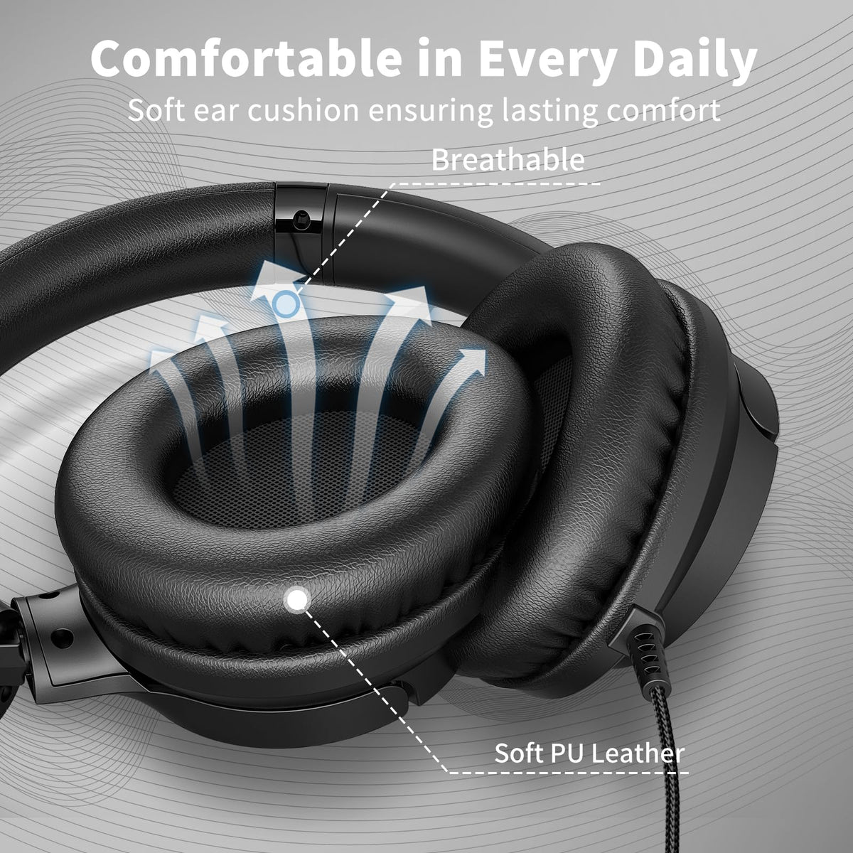Botesty Sound Headphones Wired with Mic for School, 3.5mm Plug in, Purple