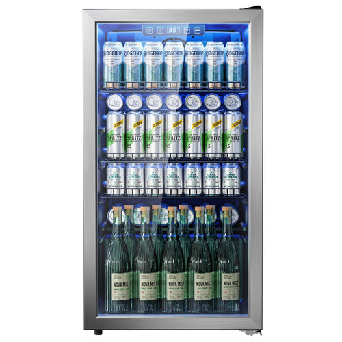 130 Can Beverage Refrigerator, 3.2 Cu.ft Fridge, Glass Door