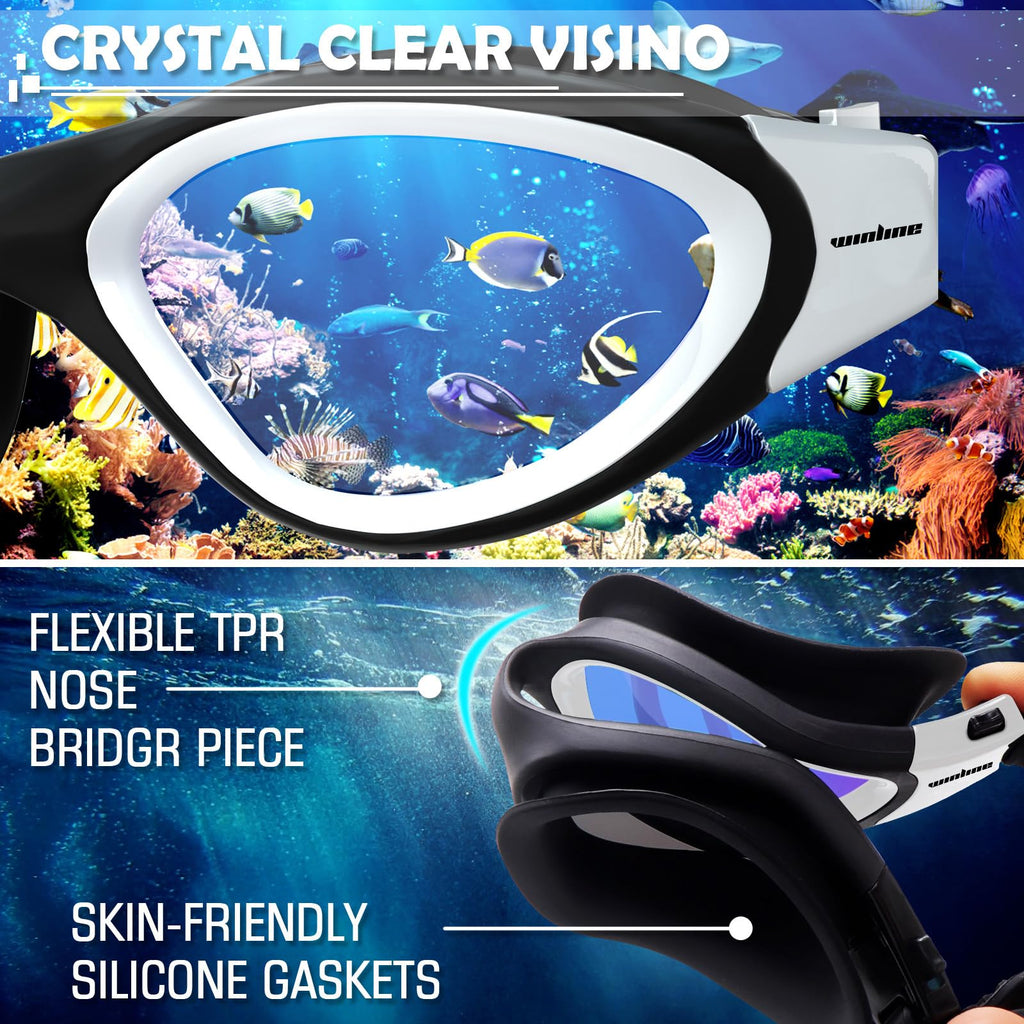 Winline Adult Swimming Goggles,Open Water Goggles Swimming Anti Fog UV Protection No Leakage Clear Vision Easy to Adjust for Adults Men Women Teenagers