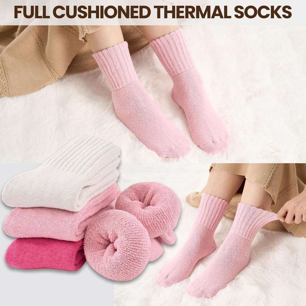Niorasen Women's Thermal Socks, 3 Pairs Full Cushioned, Cosy Gift Winter