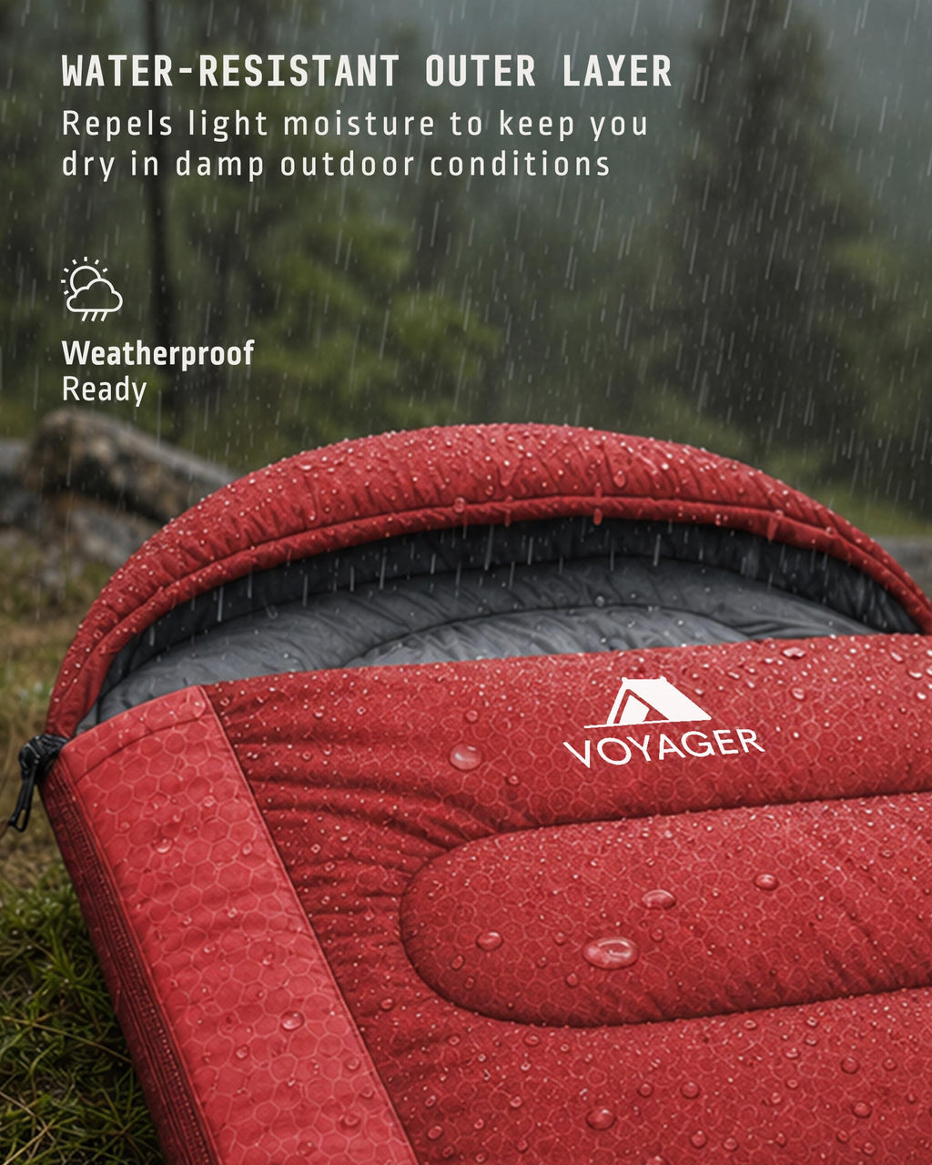 Voyager Sleeping Bag for Adults, Lightweight 3-4 Season Waterproof Camping