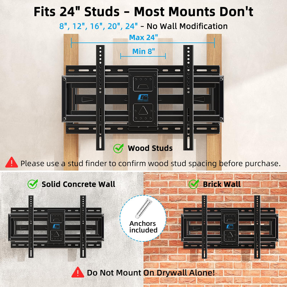 HOME VISION Heavy Duty Tilt TV Wall Mount for 32-86 Inch Flat/Curved Screen