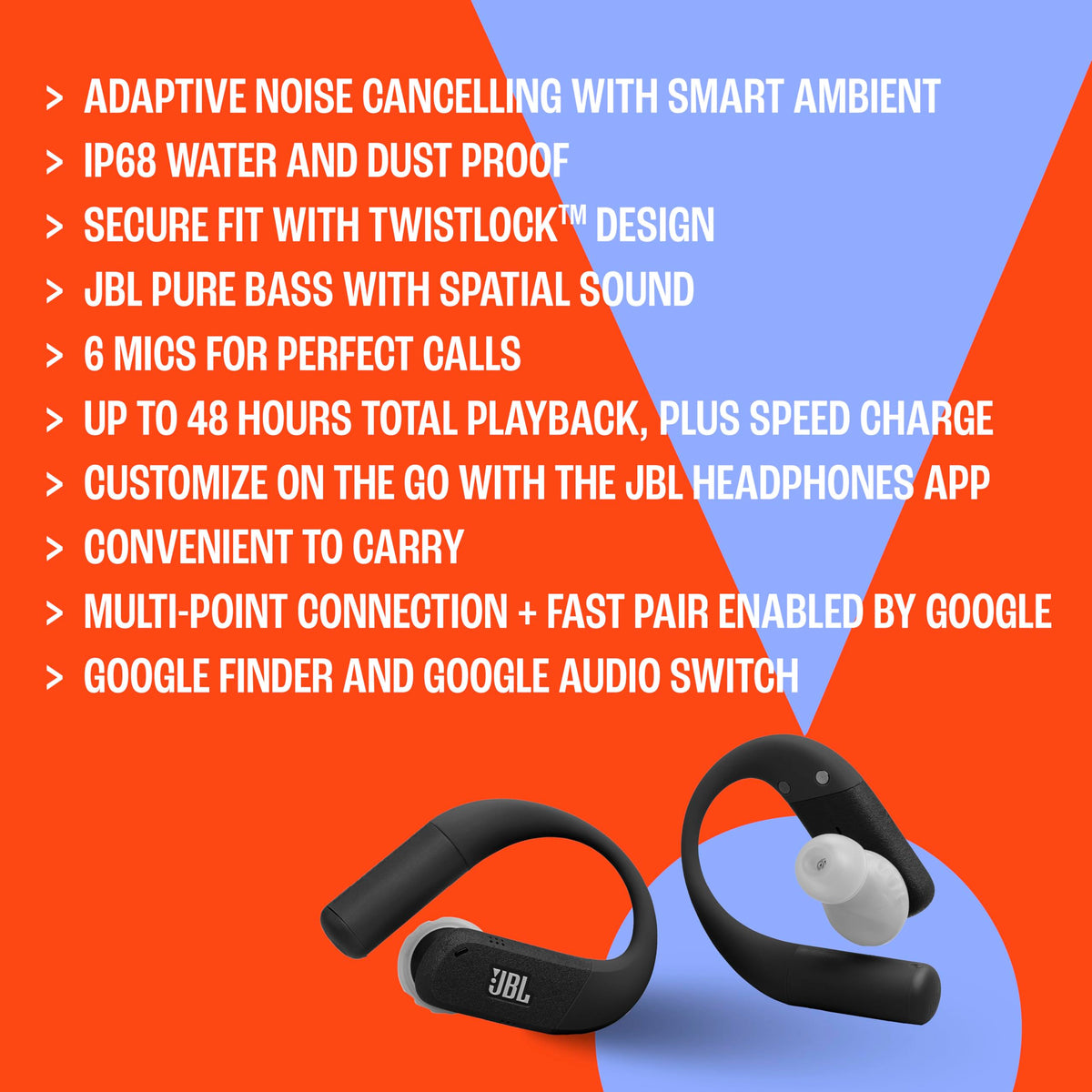 JBL Endurance Peak 4 - Wireless Noise Cancelling Sport Earbuds (Black/Grey)