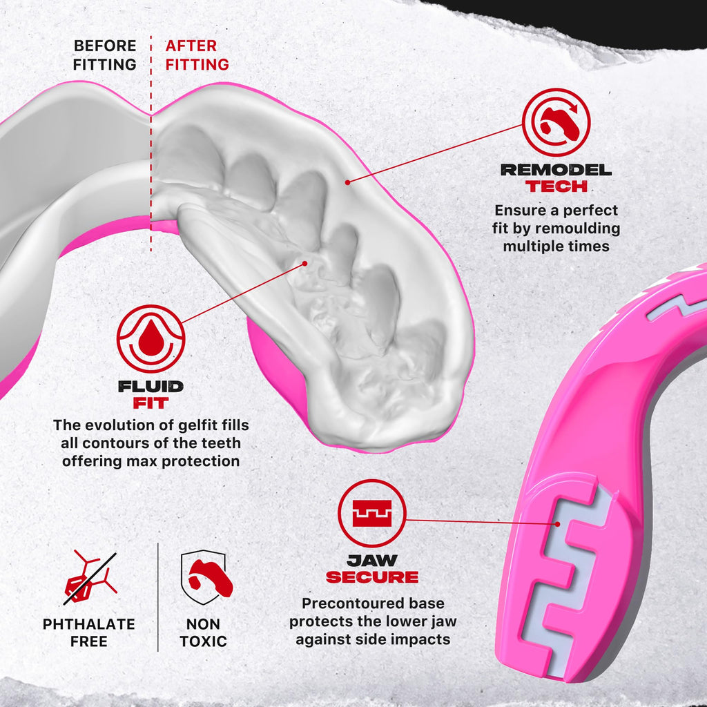 SAFEJAWZ Mouth Guard, Adult & Junior Dual Layer Gum Shield with Case