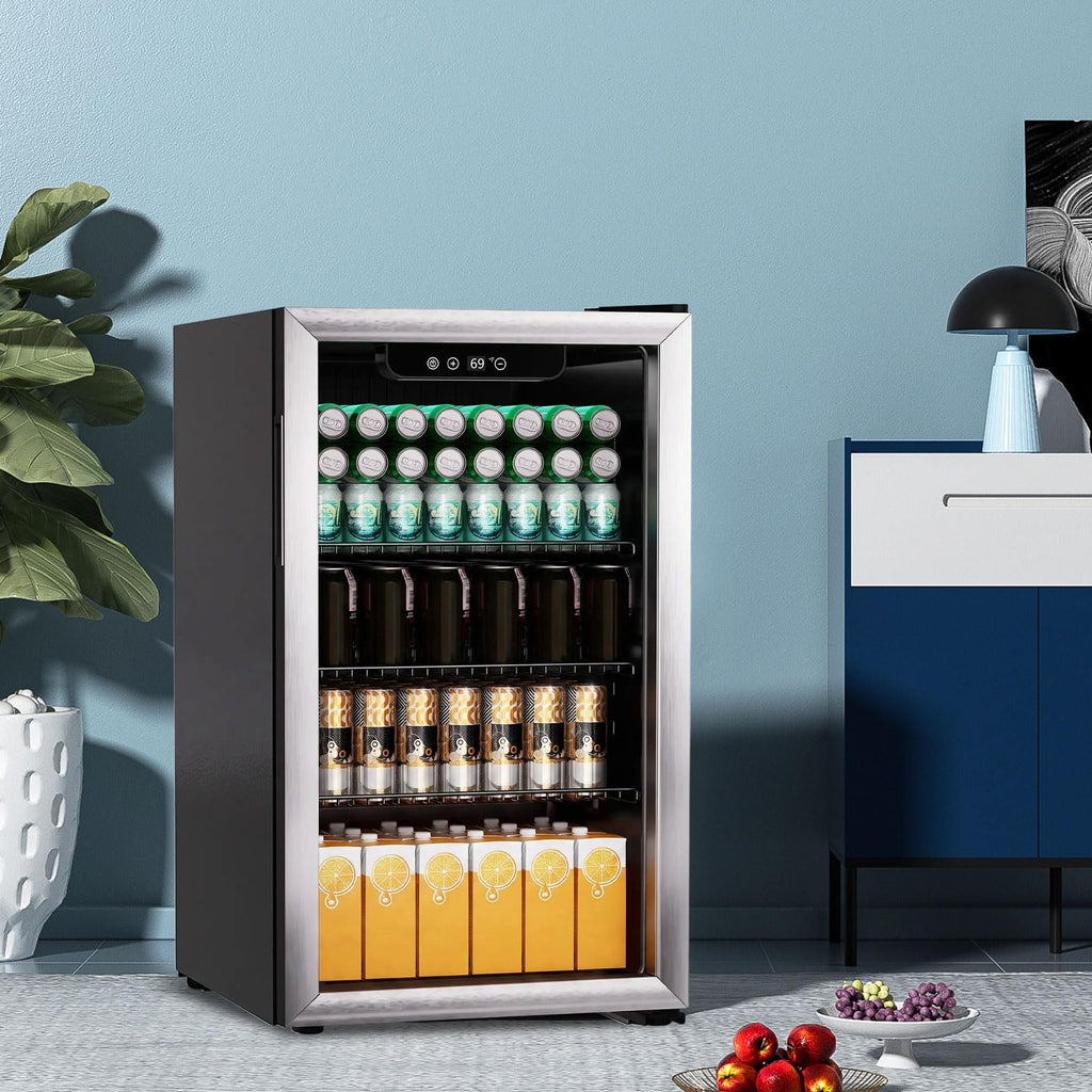DOGHLY 0.95 Cu.Ft Mini Fridge Mirror Door for Beverages & Skincare, 24 Cans