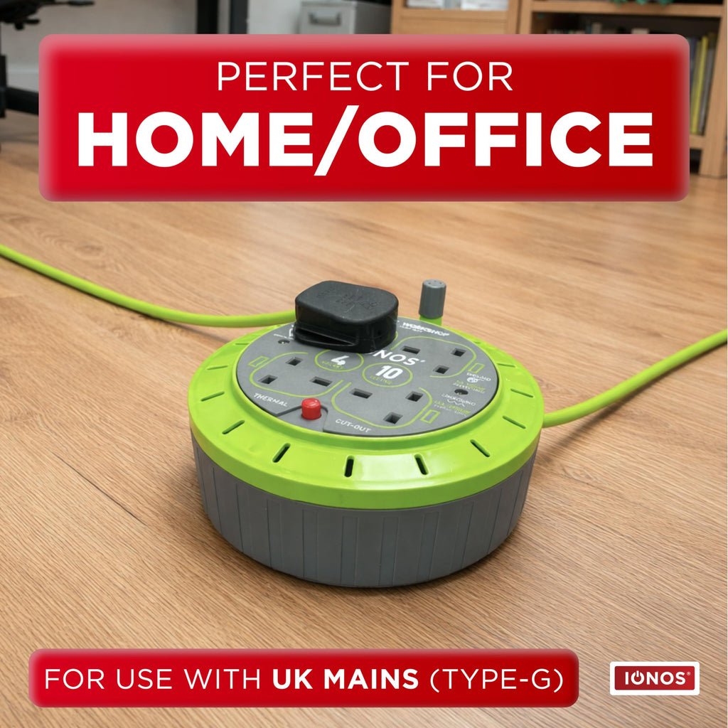 STATUS 2 Socket Cable Reel,10m Green Outdoor Extension Lead, Heavy Duty, 13 Amp, Thermal Cut Out Overload Protection, Ideal for Garden Power Tools,DIY Use, Workshop (S13A10MCR3)