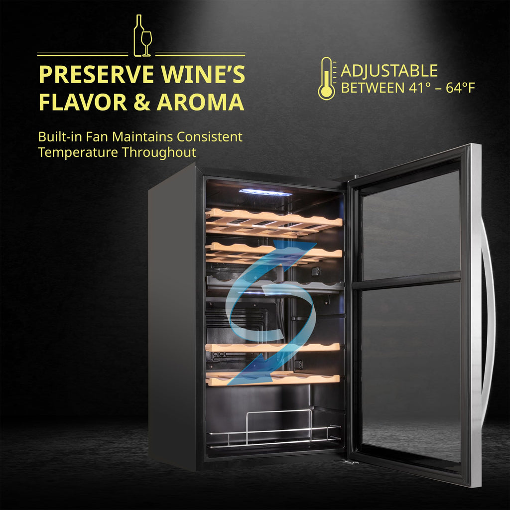 SCHMÉCKÉ 12 Bottle Compressor Wine Cooler Refrigerator w/Lock - Large Freestanding Wine Cellar For Red, White, Champagne or Sparkling Wine - 41f-64f Digital Temperature Control Fridge Stainless Steel