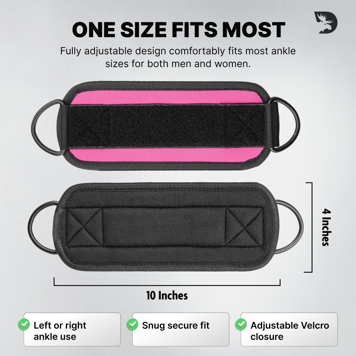 DMoose Fitness Ankle Strap for Cable Machine - One Size Fit with Premium Padding Cuffs - Cable Kickback Ankle Straps - Gym Attachments & Lower Body Exercises