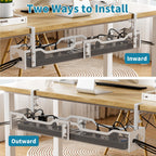 Under Desk Cable Management Tray 2 Pack, No Drill Cable Organizer With Clamp for Standing Desk, Easy to Install Cord Management System, No Damage Wire Organizer