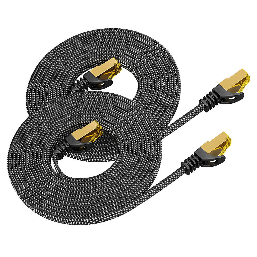 ARISKEEN Cat 8 Ethernet Cable 8M, Cat8 Braided Flat High-Speed Gigabit Rj45 STP Shielded Internet Network Lan Patch Cable Cord for Modem Router Computer TV PC