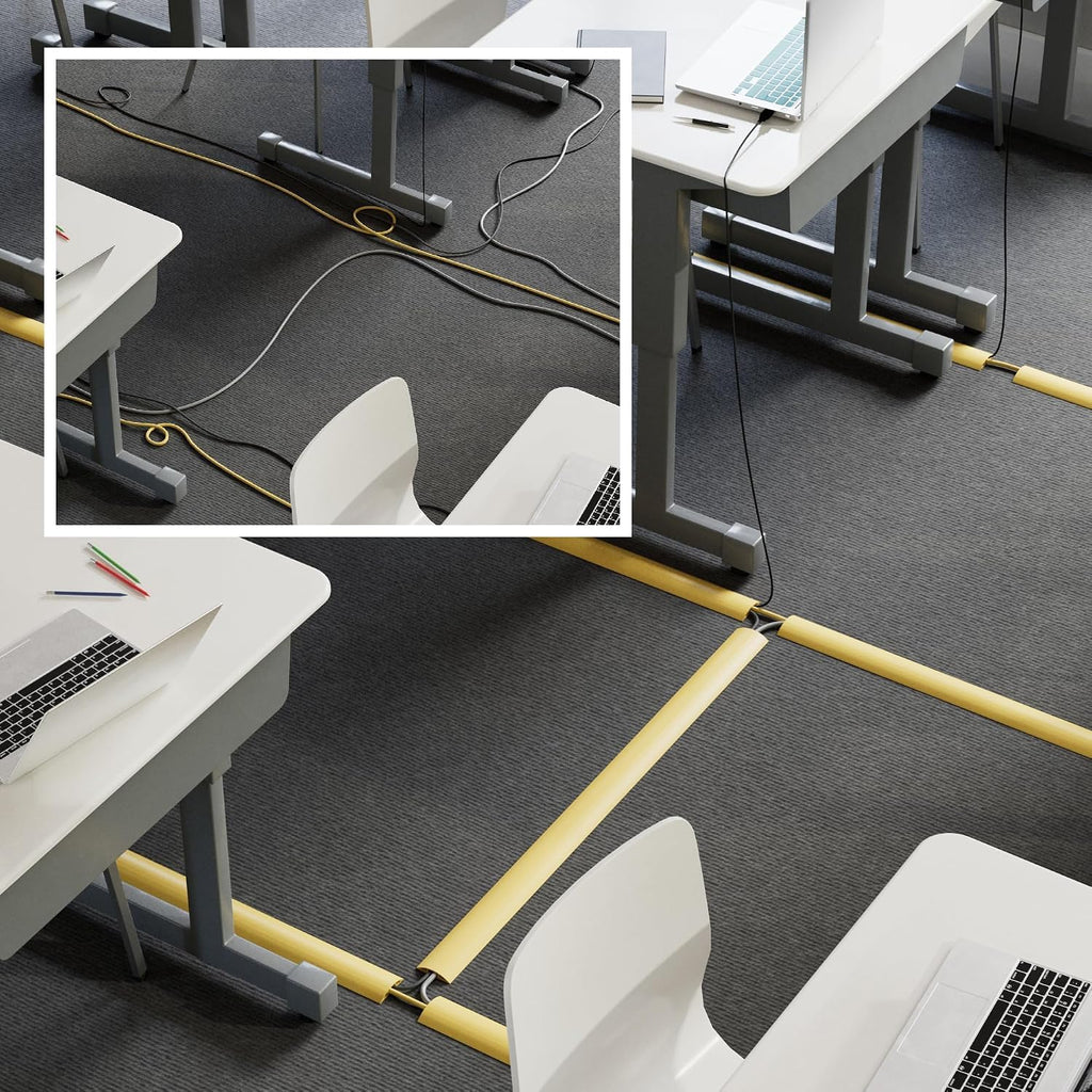 D-Line 6ft Floor Cord Cover, Cable Protector, Hide Extension Cords, Protect Cords, Prevent Cable Trips, Heavy Duty Cord Hider - Cable Cavity = 0.63" (W) x 0.31" (H) - Beige