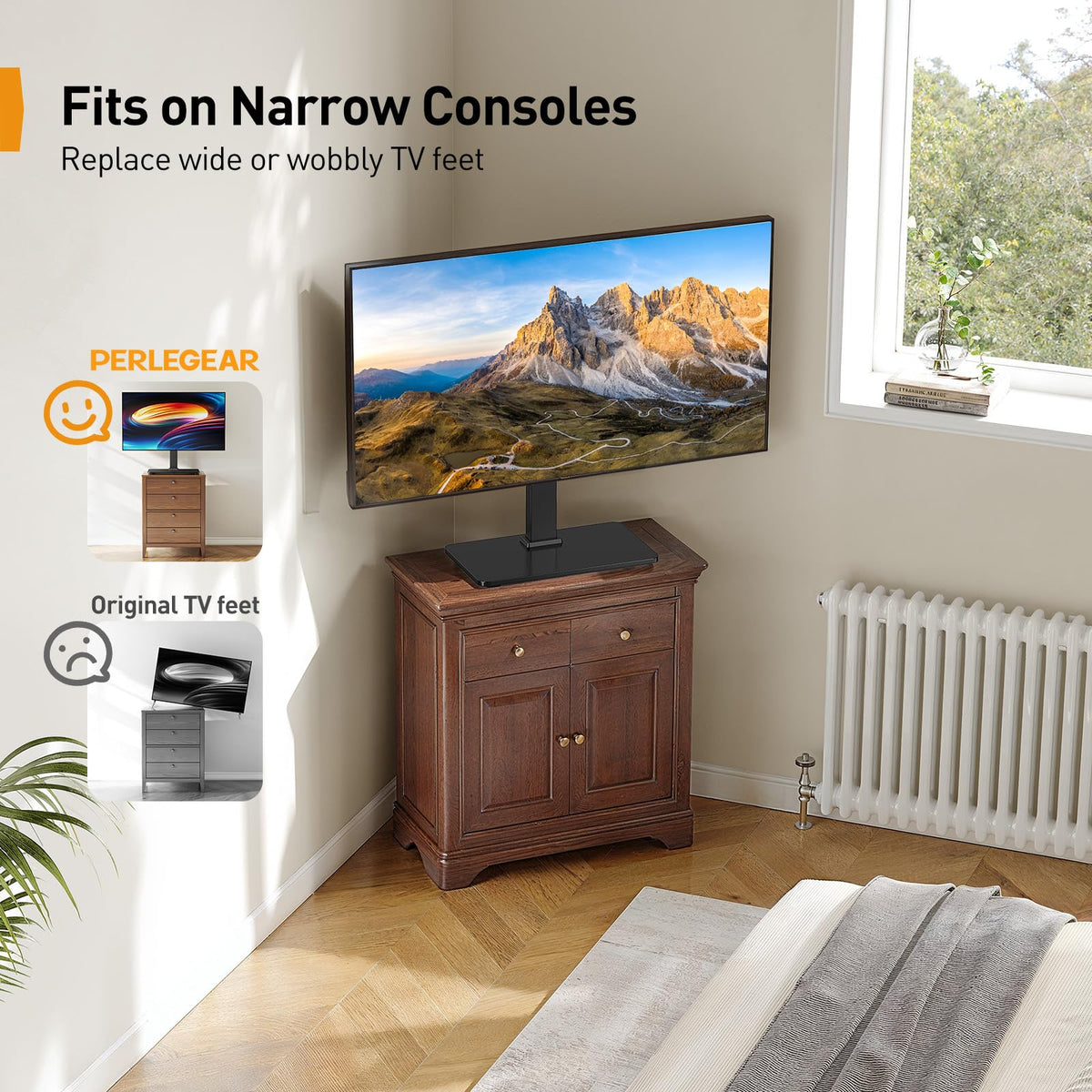 Perlegear Universal Swivel TV Stand Base for 32–70 inch TVs to 99lbs