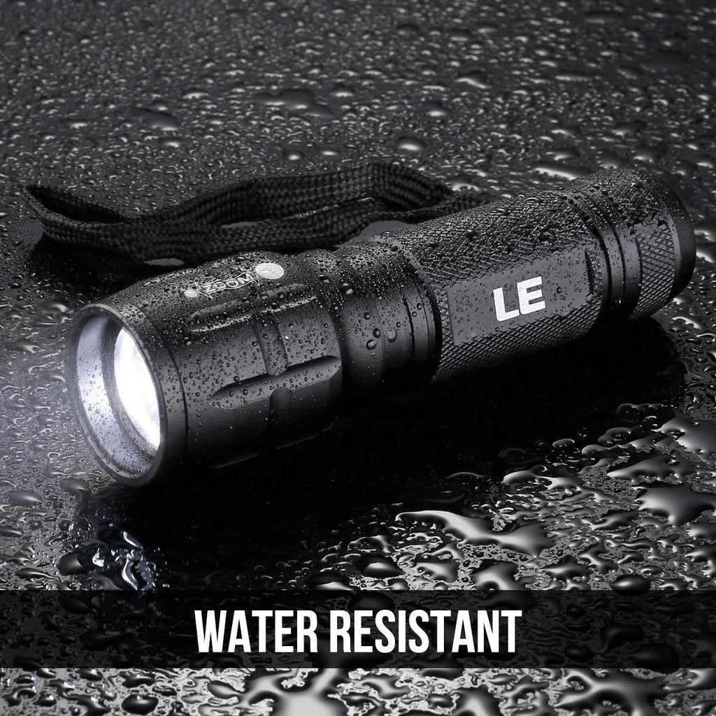 LE LED Torch, LE1000 Powerful Handheld Flashlight, Adjustable Focus, 4 PCs