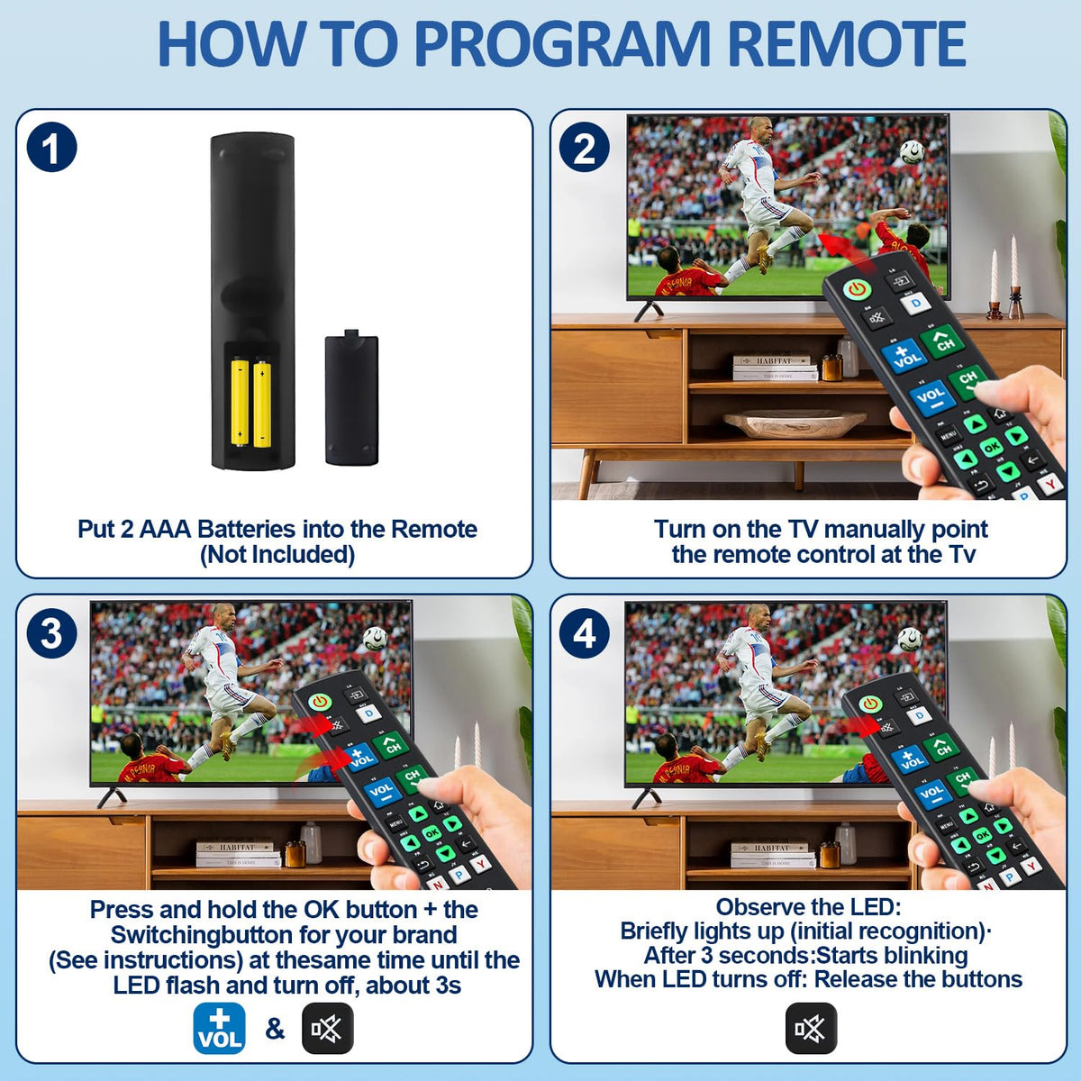 Universal Remote for All Samsung TV Remote, Replacement Compatible with All Samsung LED, LCD, QLED, HDTV, 3D Series Smart TVs (BN59-01259B)