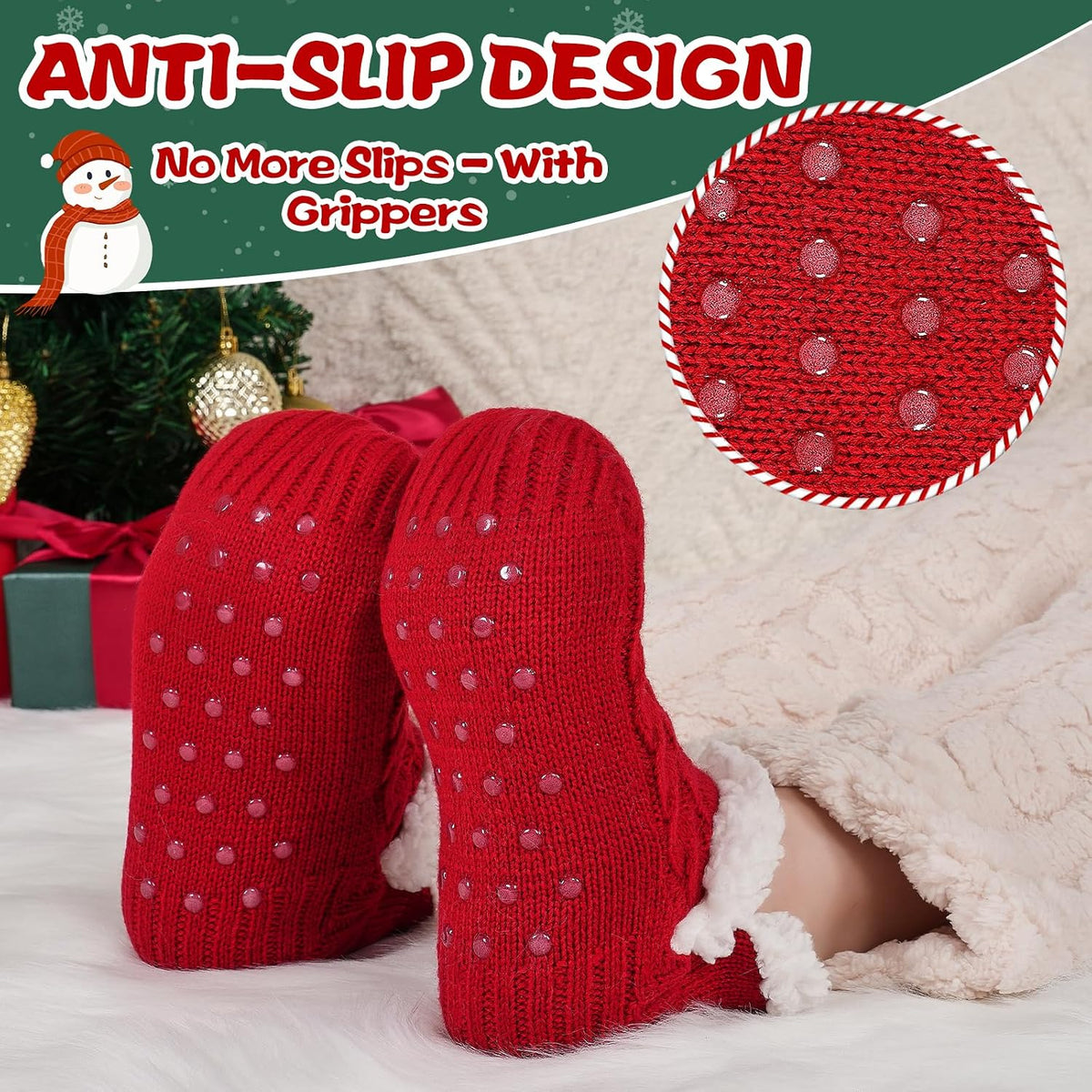 Niorasen Fluffy Slipper Socks Women Men, Winter Gift for Her, UK 4-9