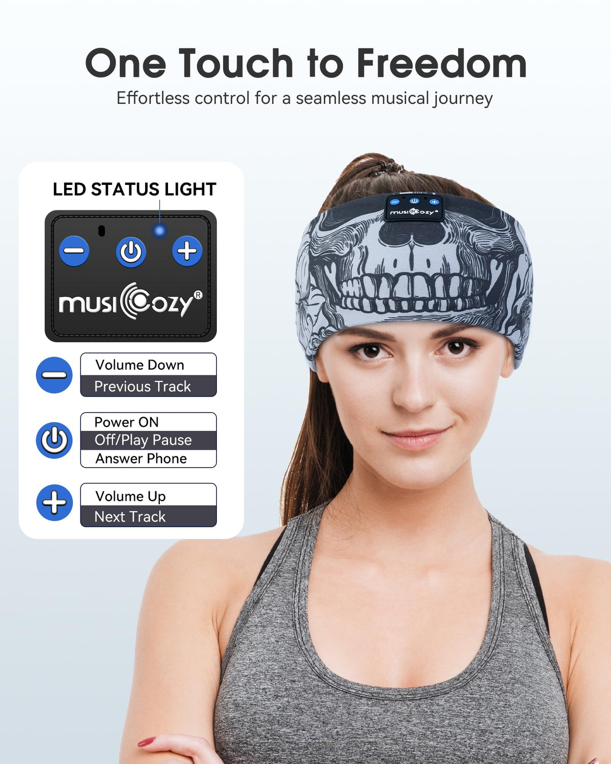 MUSICOZY Sleep Headphones Bluetooth Headband Headphones for Side Sleepers